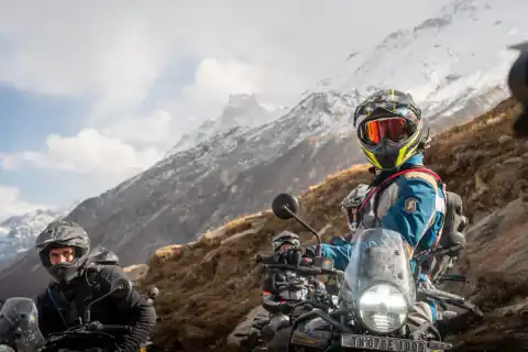Riders lined up for the Himalayan 450 launch ride