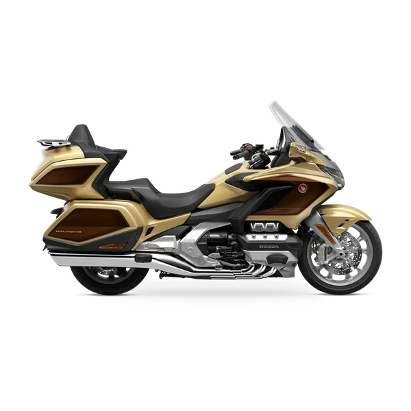 Honda Gold Wing Anniversary Edition in Eternal Gold, studio side profile