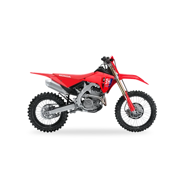 Red Honda CRF250RX, studio side view on a white background