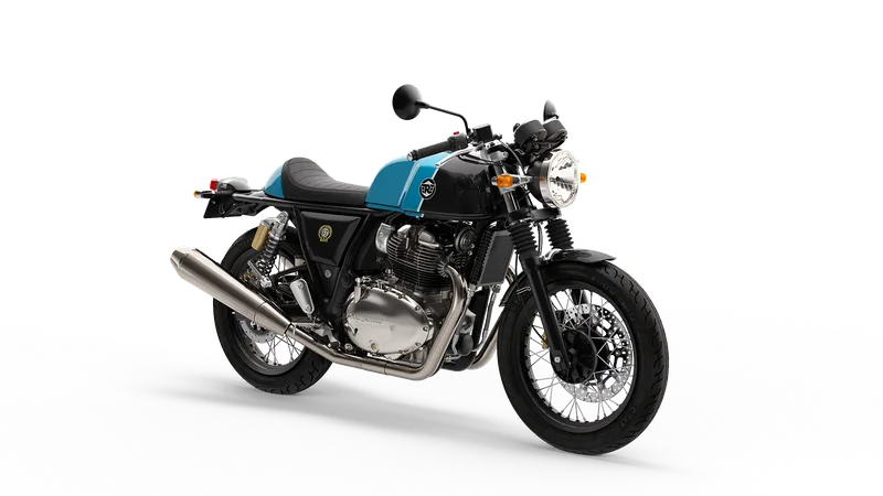 Royal Enfield Continental GT 650 in Ventura Storm, front three-quarter view