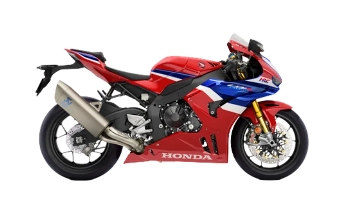 Honda CBR1000RR-R Fireblade SP in red, white and blue HRC livery with winglets, studio side profile
